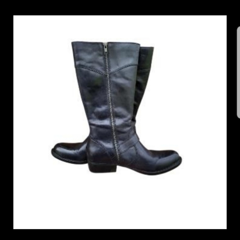 Born Lined Leather Jonsi Black Tall Riding Equestrian Ranch Boot Women 8.5 40 - Picture 7 of 11